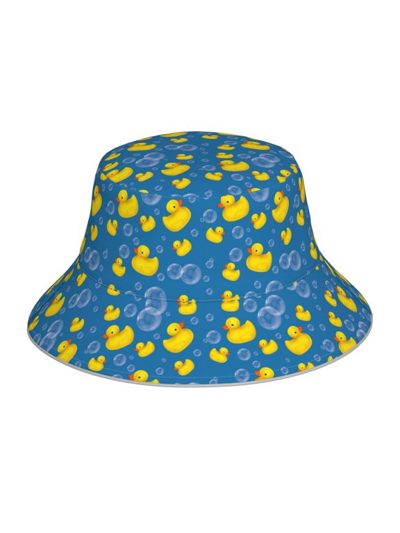 Rubber Duck Print Reflective Bucket Hat,Outdoor Hat for Men and Women,Bucket Hat for Travel Fishing Hunting Summer Camp