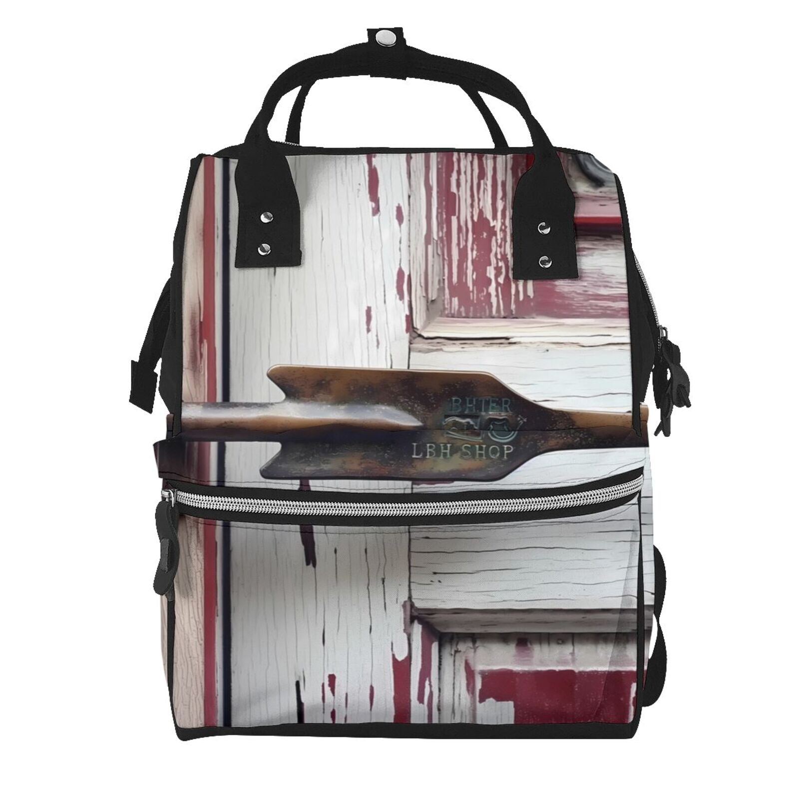 Fuzoiu Rustic Door Handle Closeup Print Diaper Bag Backpack,Baby Essentials Travel Tote,Multi function Waterproof Diaper Bag, Travel Essentials Baby Bag - Unisex