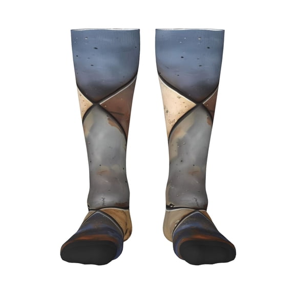 Fuzoiu Rustic Tile Pattern Print Adult Stockings,Crew Socks,Unisex Fashion Socks, Casual Sports Socks,Comfortable Crew Socks for Everyday Wear and Sports