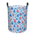 thumbnail image 1 of Fuzoiu Sailboats On A Waves Print Circular Hamper,Laundry Basket with Handle,Collapsible Laundry,Dirty Clothes Storage Basket,for Bedroom Bathroom Dorm Living Room-Medium, 1 of 6