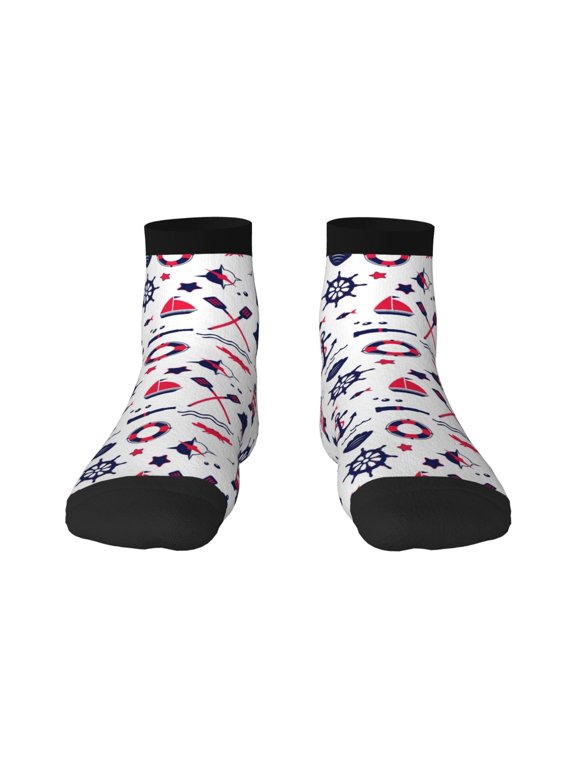 Sailing Marine Travel Print Adult Socks, Crew Moisture-wicking Socks, Unisex Cushion Crew Socks,Casual Sports Ankle Socks