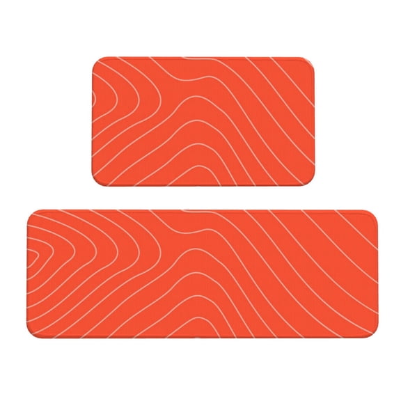 Fuzoiu Salmon Fish Meat Print Kitchen Floor Mat 2 Sets,Kitchen Rugs and Mats,,Non Skid Waterproof Kitchen Floor Mat for Kitchen,Home Office,Sink,Laundry