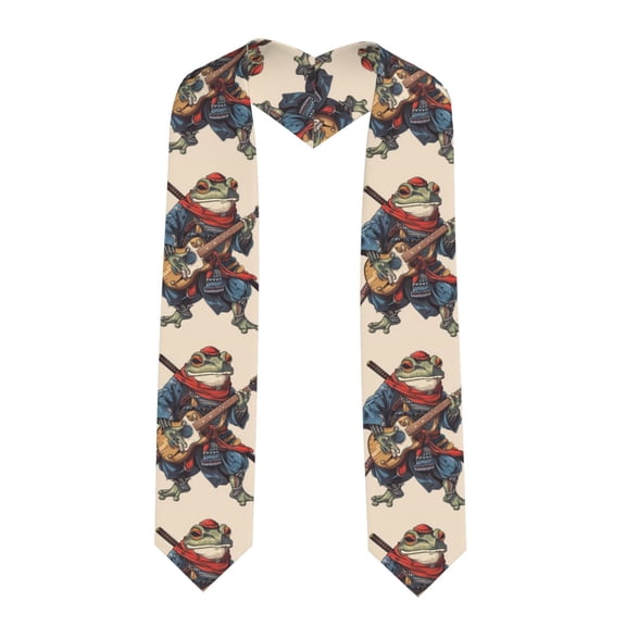 Fuzoiu Samurai Frog Guitar Print Graduation Sash,Graduation Stole,Unisex Adult Graduation Stole Shawl 91" Long,for Academic Commencements Shawl-Sharp Corner