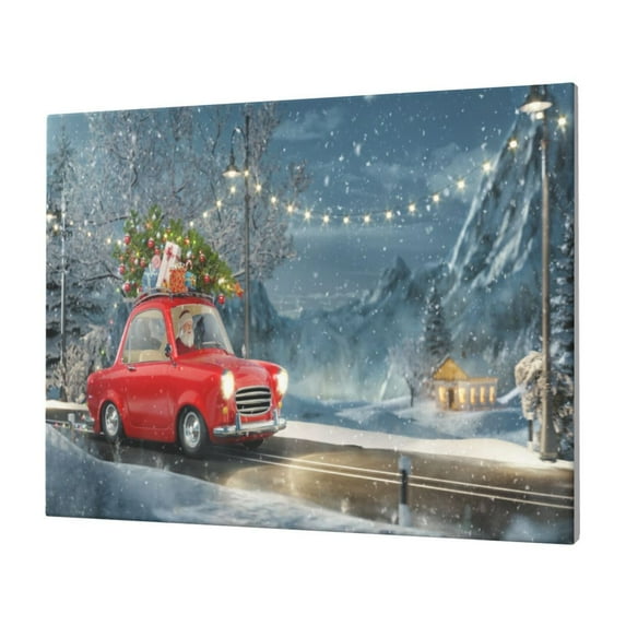 Fuzoiu Santa Claus Print Canvas Wall Decorative,Modern Artwork Picture Decor Painting,Living Room Bedroom Home Office,Framed Hangable Decorative Artwork Size 30x40