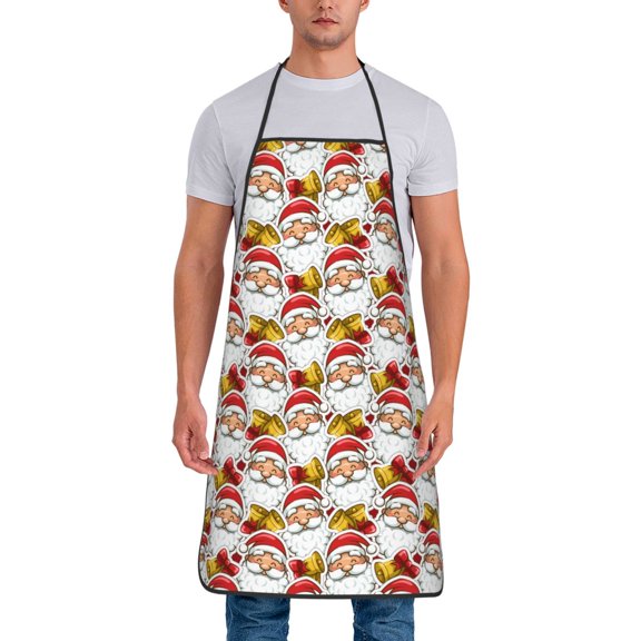 Fuzoiu Santa Claus bells Print Waterproof Apron, Kitchen Apron for Women Men Chef, Apron for Christmas Dinner Party Cooking Baking Crafting House Cleaning Kitchen