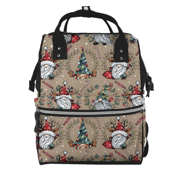 Fuzoiu Santa Claus cute Print Diaper Bag Backpack,Baby Essentials Travel Tote,Multi function Waterproof Diaper Bag, Travel Essentials Baby Bag - Unisex