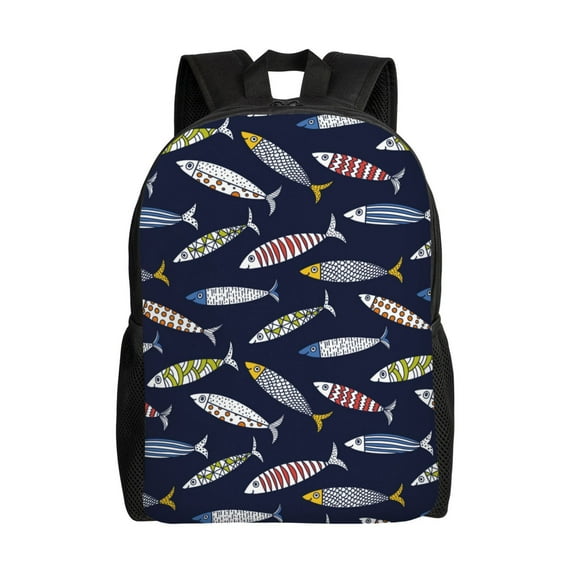Fuzoiu Sardine Print Laptop Backpack,Work Business Backpacks, Large Capacity Nurse Bag College Bookbag for School, Waterproof Casual Daypack for Travel