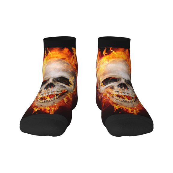 Fuzoiu Satanic Skull Print Adult Socks, Crew Moisture-wicking Socks, Unisex Cushion Crew Socks,Casual Sports Ankle Socks