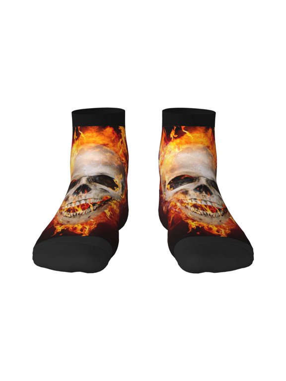Satanic Skull Print Adult Socks, Crew Moisture-wicking Socks, Unisex Cushion Crew Socks,Casual Sports Ankle Socks