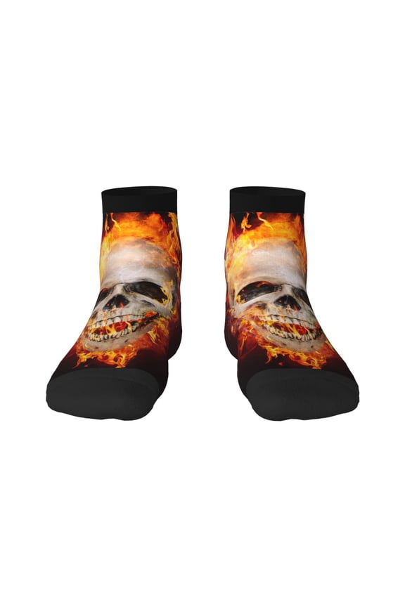 Satanic Skull Print Adult Socks, Crew Moisture-wicking Socks, Unisex Cushion Crew Socks,Casual Sports Ankle Socks