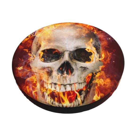 Fuzoiu Satanic Skull Print Bar Stool Cushions, Super Breathable Round Bar Stool Covers,Seat Cushion Round- One Cushion Only-13 inch