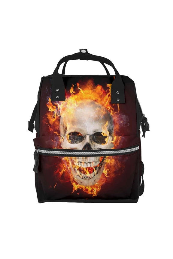 Satanic Skull Print Diaper Bag Backpack,Baby Essentials Travel Tote,Multi function Waterproof Diaper Bag, Travel Essentials Baby Bag - Unisex