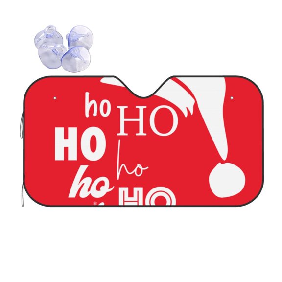 Fuzoiu Saying Ho Ho Ho Print Car Windshield Sun Shade,Block Uv Rays Sunshade,Foldable Front Window Sun Visor Protector for Car,SUV,Truck-Keep Vehicle Cool-Saying Ho Ho Ho