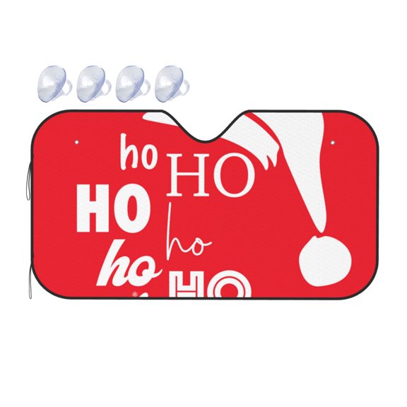Fuzoiu Saying Ho Ho Ho Print Car Windshield Sunshade,Foldable Reflective Sun Visor,Windshield Sun Shade,UV Rays Sun Visor Shade,Auto Front Sun Shield Shade-Small