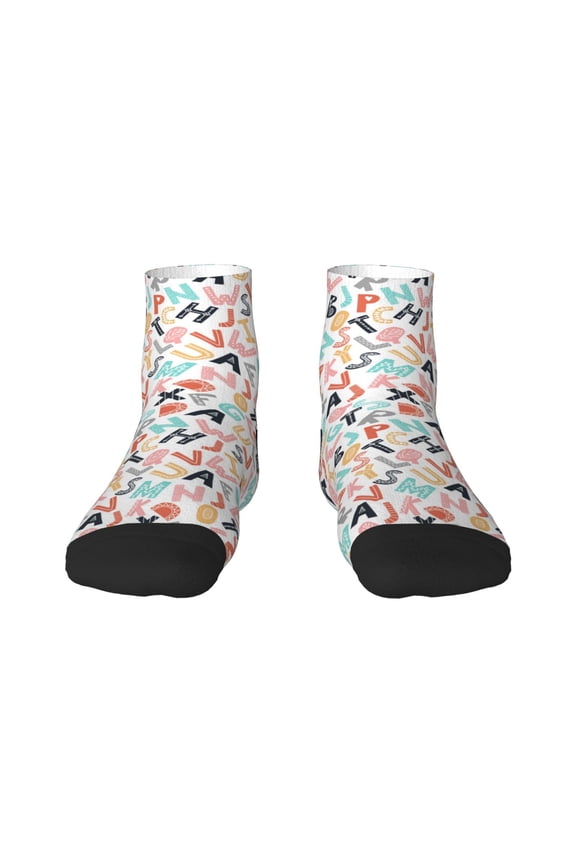 Scandinavian Alphabet1 Print Adult Socks, Crew Moisture-wicking Socks, Unisex Cushion Crew Socks,Casual Sports Ankle Socks