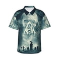 thumbnail image 1 of Fuzoiu Scary Moon And Clouds Print Hawaiian Shirt for Men, Summer Beach Casual Short Sleeve Button Down Shirts, Men’s Beach Summer Shirts with Pocket,X-Large, 1 of 7