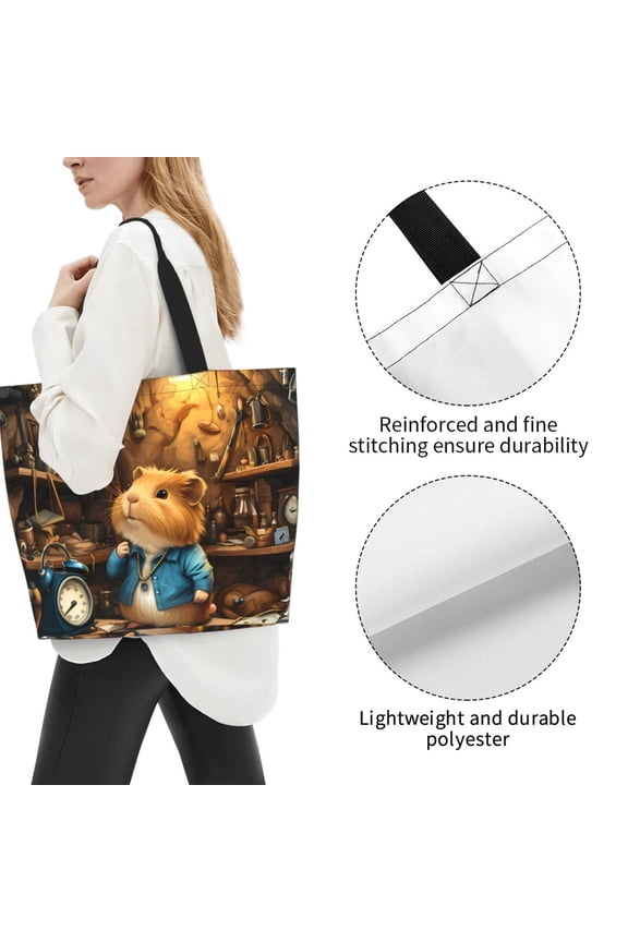 Fuzoiu Scientist Guinea Pig Print Tote Bags for Women,Shoulder Bag, Gym Tote,Top Handle Ladies Shoulder Bags for Work Beach Travel and Shopping Grocery