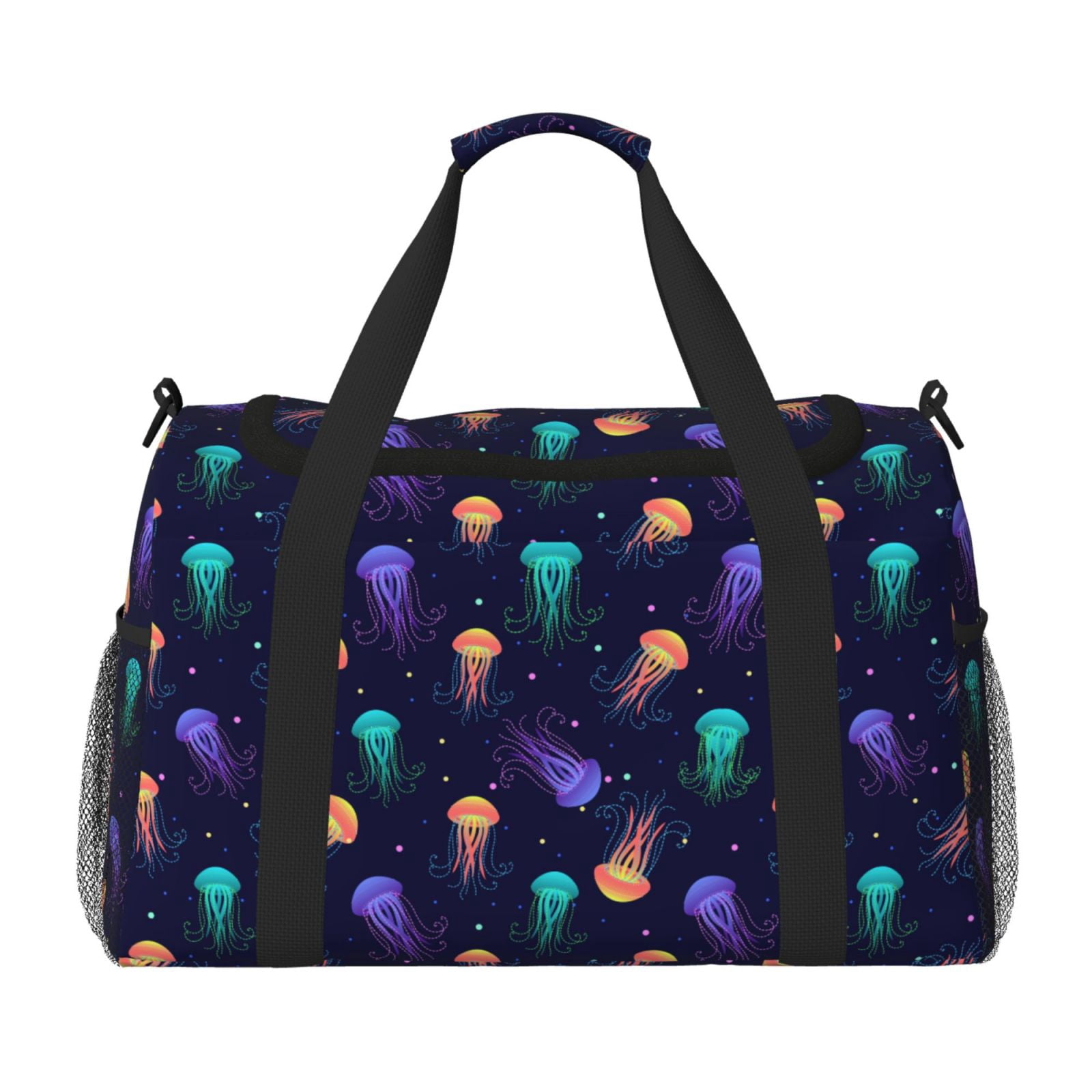 Fuzoiu Sea Jellyfish Print Travel Duffle Bag,Carry On Tote Bags,Duffel Bag,Sport Gym Bag, Hospital Bag for Labor and Delivery, Overnight Bag,Luggage Bag