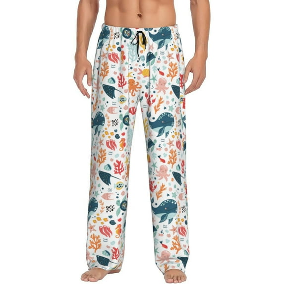 Fuzoiu Sea Life 1 Print Men's Pajama Pants,Lounge Pants for Men,Lounge PJ Bottoms,Sleepwear Pants with Drawstring Pockets -XX-Large
