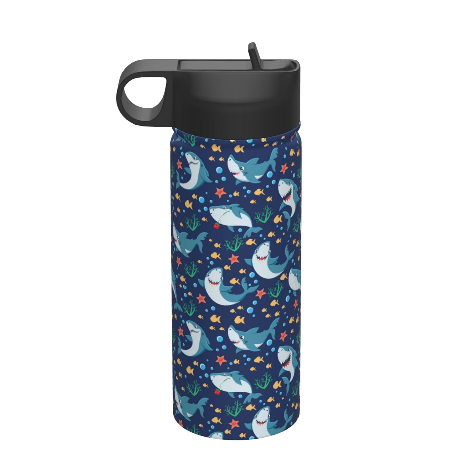 Fuzoiu Sea Sharks Print 18oz Insulated Sports Kettle, Outdoor Sport Gym Stainless Steel Water ...