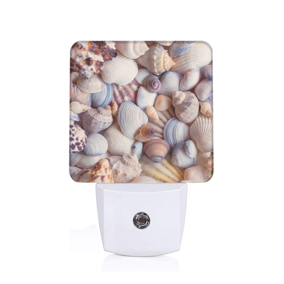 Fuzoiu Sea Shells Print Dusk to Dawn LED Night Light with Light Sensor, Energy-Efficient Touch-Safe Night Lamp for Home, Office, and Kids' Rooms-EU