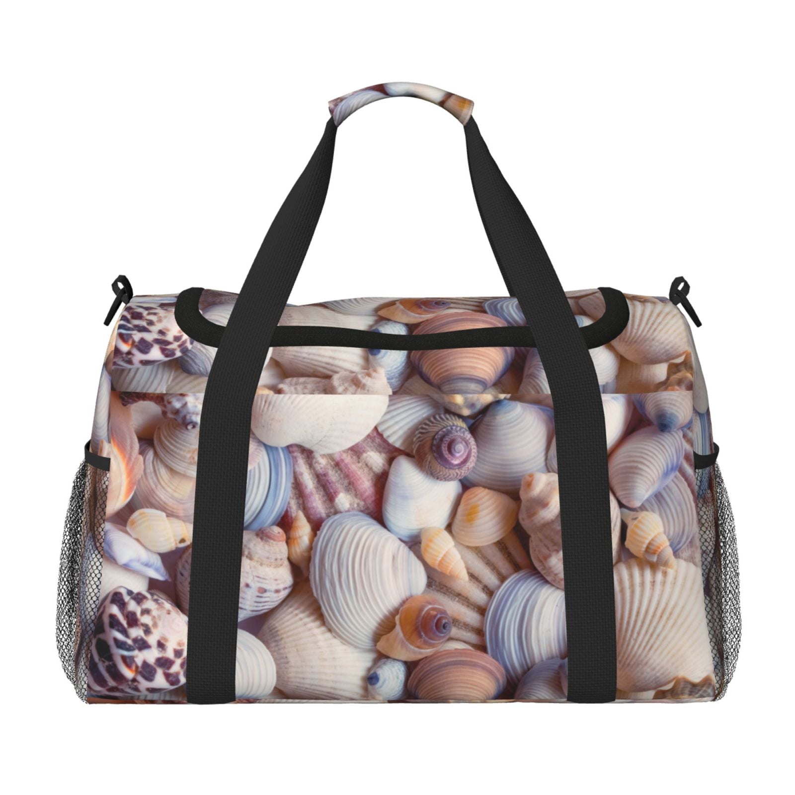 Fuzoiu Sea Shells Print Travel Duffle Bag,Carry On Tote Bags,Duffel Bag,Sport Gym Bag, Hospital Bag for Labor and Delivery, Overnight Bag,Luggage Bag