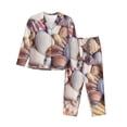 thumbnail image 1 of Fuzoiu Sea Shells Print Women's Long-Sleeved Pajama,Lounge Button Down Nightwear,Womens Notch Collar Pajama Set-Small, 1 of 7