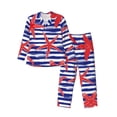 thumbnail image 1 of Fuzoiu Sea Stars Print Men's Long-Sleeved Pajama,Lounge Button Down Nightwear,Mens Notch Collar Pajama Set -Large, 1 of 7