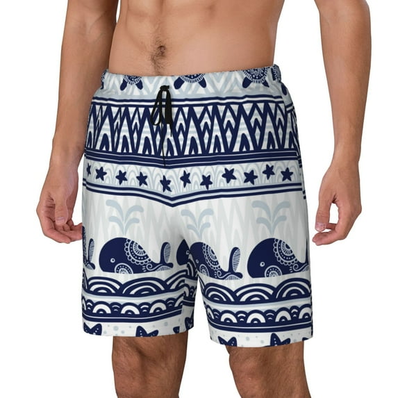 Fuzoiu Sea Underwater Animals1 Print Men's Swim Shorts,Quick-Dry Double-Layer Swim Trunks,Board Trunks,Beach Shorts Swimwear Bathing Suits-X-Large