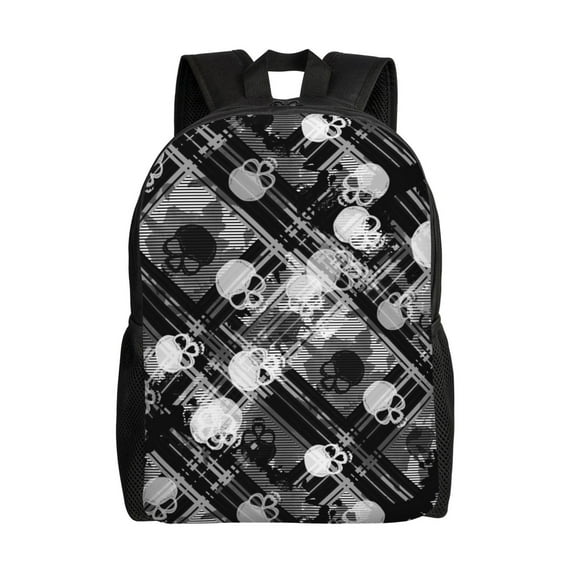 Fuzoiu Seamless Pattern With Skulls Print Laptop Backpack,Work Business Backpacks, Large Capacity Nurse Bag College Bookbag for School, Waterproof Casual Daypack for Travel