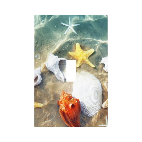 Fuzoiu Seashell On The Beach Print Single Duplex Outlet Cover Plate, Light Switch Cover, for Receptacle Light Switch, Switch Cover Decorative Wallplate-Style T