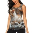 thumbnail image 1 of Fuzoiu Serene Kitten Kingdom Print Women's Workout Tank Top,Athletic Racerback Sports Tank,Tops Sleeveless Running Loose Fit Yoga Tops,Active Shirts for Yoga, Running, and Gym-Medium, 1 of 1