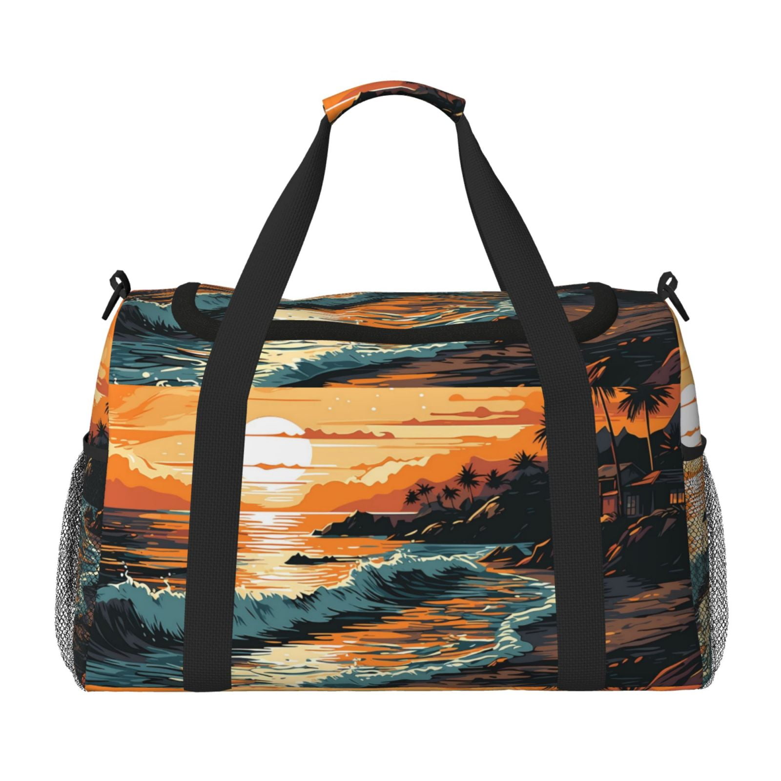 Fuzoiu Serene Ocean Sunset Print Travel Duffle Bag,Carry On Tote Bags,Duffel Bag,Sport Gym Bag, Hospital Bag for Labor and Delivery, Overnight Bag,Luggage Bag