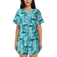 thumbnail image 1 of Fuzoiu Shark Wearing Sunglasses Print Women's Short-Sleeved Pajama Set,Lounge Sleepwear Set,Womens Pajama Sets 2 Piece,Button-Up Top and Shorts with Pockets-XX-Large, 1 of 7