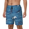 thumbnail image 1 of Fuzoiu Sharks on White Blue Striped Print Men's Swim Shorts,Quick-Dry Double-Layer Swim Trunks,Board Trunks,Beach Shorts Swimwear Bathing Suits-3X-Large, 1 of 6