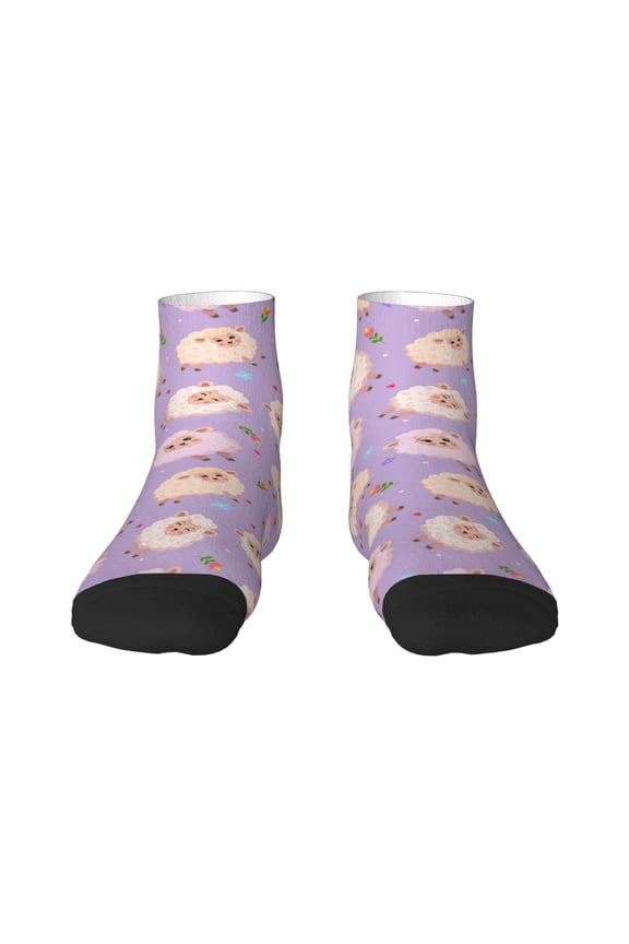 Sheeps Print Adult Socks, Crew Moisture-wicking Socks, Unisex Cushion Crew Socks,Casual Sports Ankle Socks