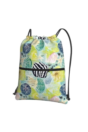 Shell Clam Print Drawstring Backpack Water Resistant String Bag Sports Sackpack Gym Sack for Men Women