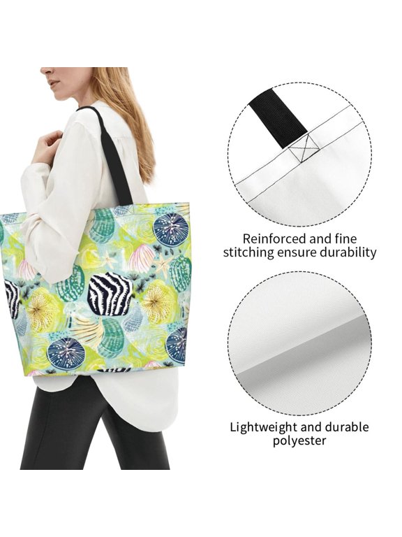 Fuzoiu Shell Clam Print Tote Bags for Women,Shoulder Bag, Gym Tote,Top Handle Ladies Shoulder Bags for Work Beach Travel and Shopping Grocery