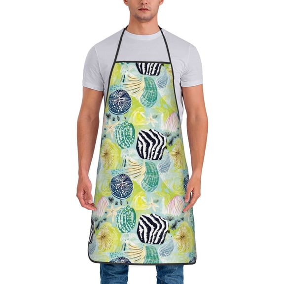 Fuzoiu Shell Clam Print Waterproof Apron, Kitchen Apron for Women Men Chef, Apron for Christmas Dinner Party Cooking Baking Crafting House Cleaning Kitchen