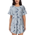 thumbnail image 1 of Fuzoiu Shells And Sand Print Women's Short-Sleeved Pajama Set,Lounge Sleepwear Set,Womens Pajama Sets 2 Piece,Button-Up Top and Shorts with Pockets-Small, 1 of 7