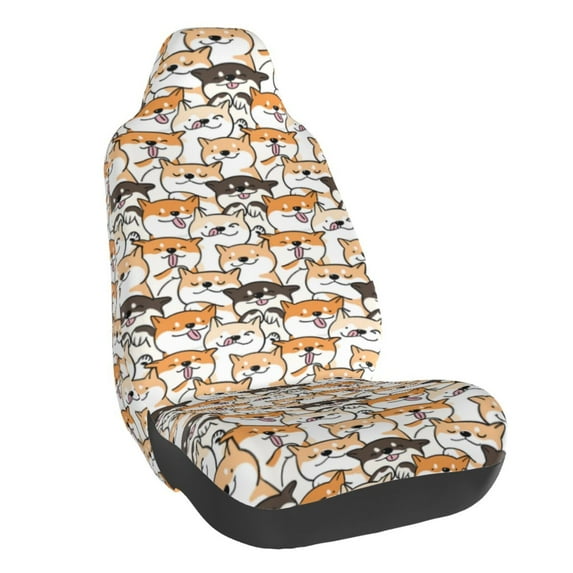 Fuzoiu Shiba Inu Dog Print Elastic Car Seat Covers, Seat Cover Protector,Universal Fit Interior Covers for Most Cars,Washable Seat Cover Non Slip for SUV,Sedan,Van