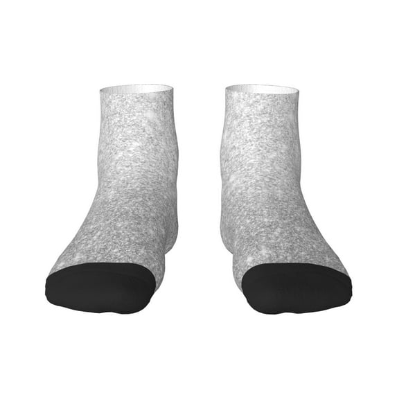 Fuzoiu Silver Glitter Print Adult Socks, Crew Moisture-wicking Socks, Unisex Cushion Crew Socks,Casual Sports Ankle Socks