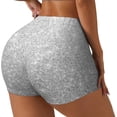 thumbnail image 1 of Fuzoiu Silver Glitter Print Women's Workout Shorts,Workout Biker Shorts Women,Exercise Fitness Shorts,Scrunch Short, Athletic Shorts for Gym Yoga Running Sport Active-Large, 1 of 8