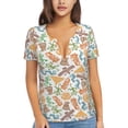 thumbnail image 1 of Fuzoiu Simple Drawing Print Women's V-Neck T-Shirt,Women's Short Sleeve Top, Comfortable for Work, Leisure, and Sports, 1 of 7
