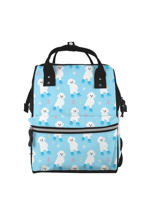 Skating Poodle Fun Print Diaper Bag Backpack,Baby Essentials Travel Tote,Multi function Waterproof Diaper Bag, Travel Essentials Baby Bag - Unisex