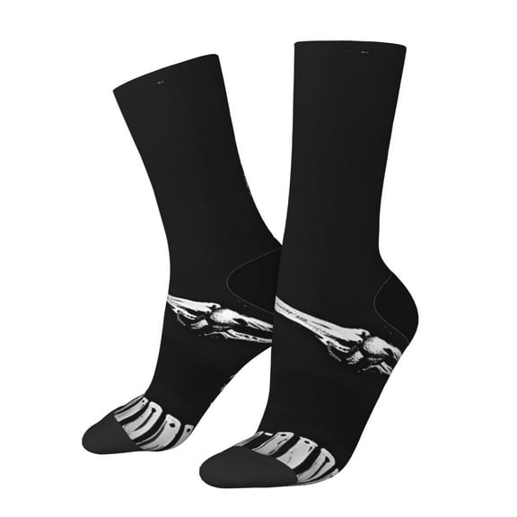 Fuzoiu Skeleton Playing Xylophone Print Athletic Crew Socks for Men & Women,Casual Crew Socks,Above Ankle Crew Socks for Business, Casual