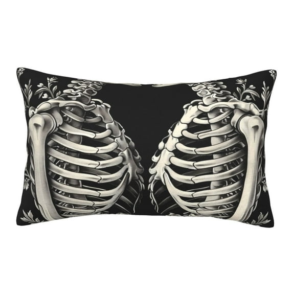 Fuzoiu Skeletons Love Flowers Print Fuzzy Pillowcases, Super Soft Pillow Case Cover with Zipper for Bedroom, Sofa, Couch,Cozy Pillow Shams for All Seasons-16"x24"