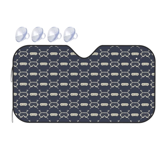 Fuzoiu Ski Goggles Vintage Print Print Car Windshield Sunshade,Foldable Reflective Sun Visor,Windshield Sun Shade,UV Rays Sun Visor Shade,Auto Front Sun Shield Shade-Medium