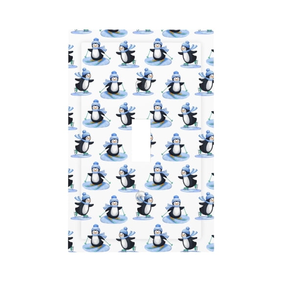 Fuzoiu Skiing Penguin Funny Print Single Duplex Outlet Cover Plate, Light Switch Cover, for Receptacle Light Switch, Switch Cover Decorative Wallplate-Style T