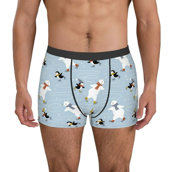 Fuzoiu Skiing penguin Bear Print Men's Ultra Breathable Underwear,No Riding Up Boxer Briefs with ComfortFlexible Waistband-XX-Large